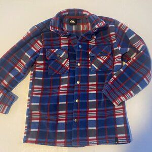 Quiksilver boy's M 10/12 plaid fleece snap closure heavy sweater long sleeve top